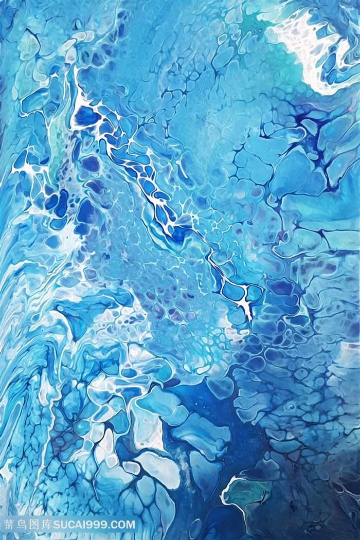 蓝色抽象唯美艺术油画挂画