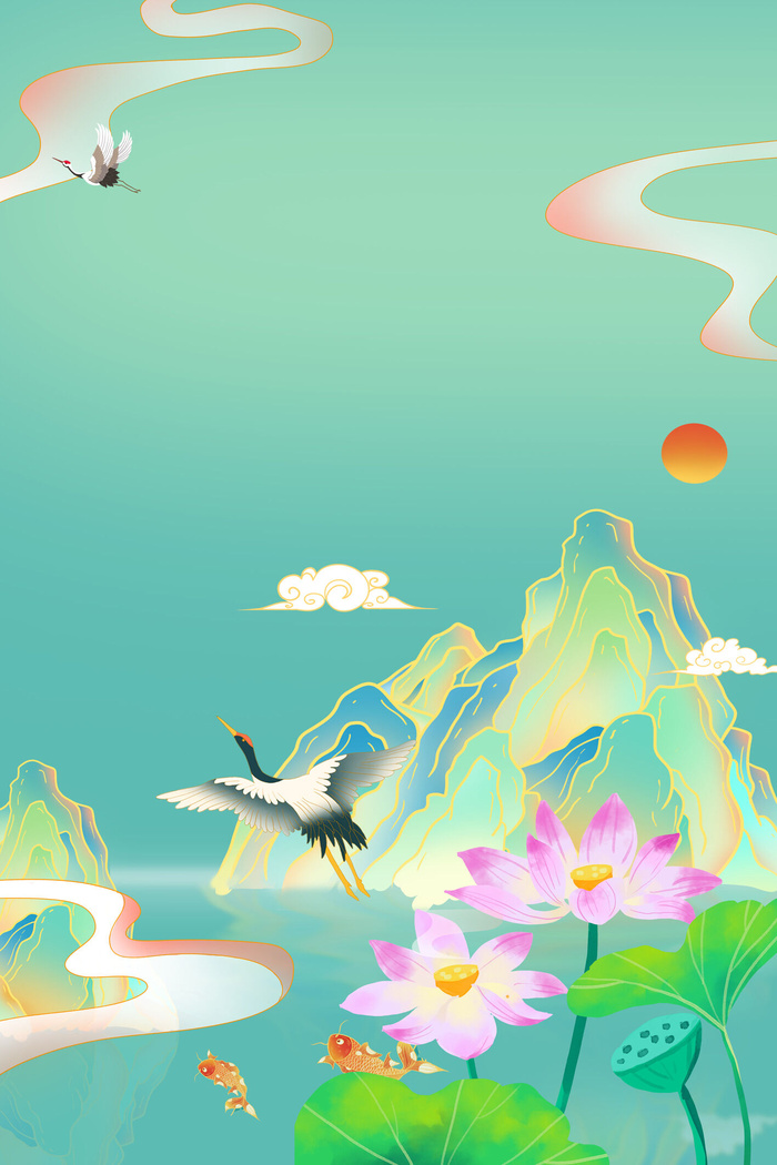 中式古典国潮来袭海报展板宣传背景图PSD设计PS模板素材