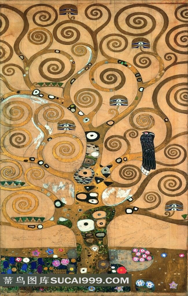 维也纳克里姆特生命之树高清油画图片