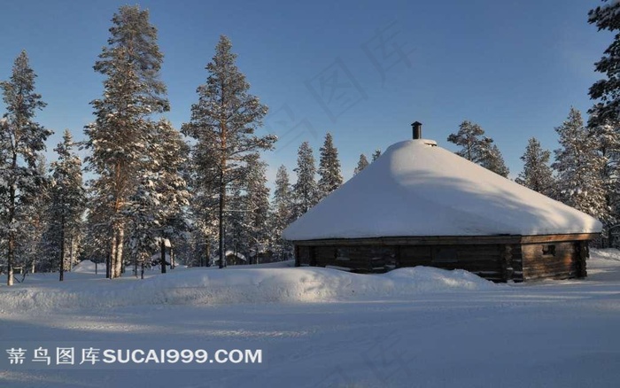 芬兰美丽雪景小屋图片