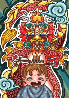 二月二龙抬头插画海报PSD文件 二月二龙抬头插画海报PSD文件