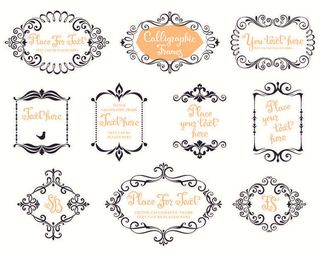 欧式复古线条边框花纹AI矢量LOGO角框花边分割线设计PSD卡片素材