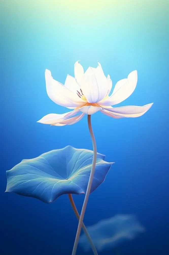 简约大气蓝色白荷花节气海报背景