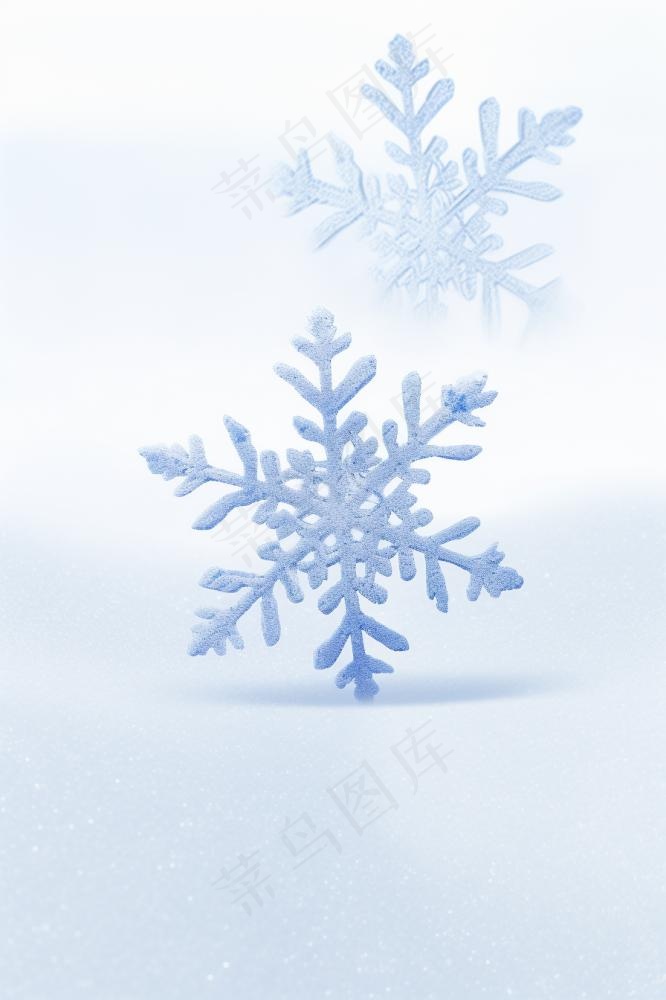 简约唯美雪花清新蓝白背景
