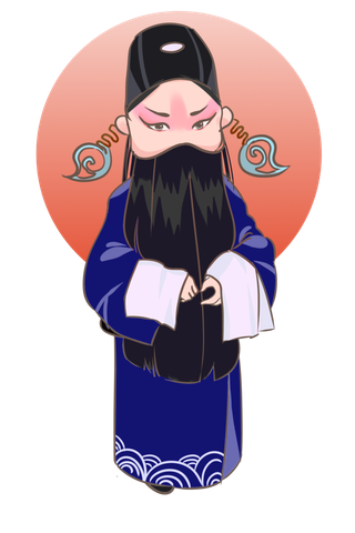 卡通京剧戏剧人物脸谱插画PNG图片 国潮中国风Q版戏剧人物PS素材