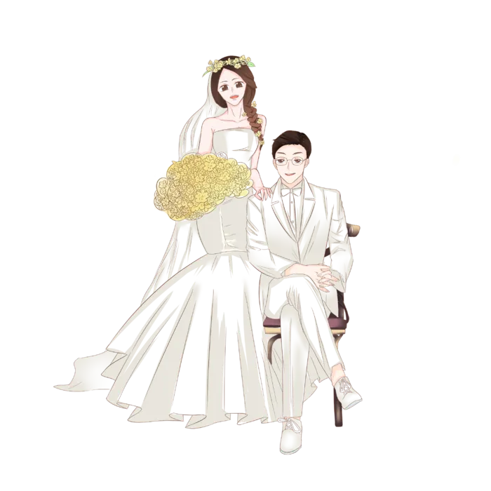 婚纱卡通人物婚礼白纱结婚婚纱摄影手绘