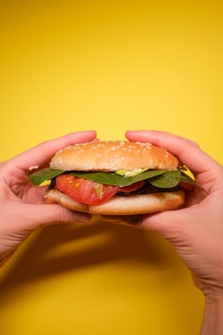 黄色美味汉堡摄影素材