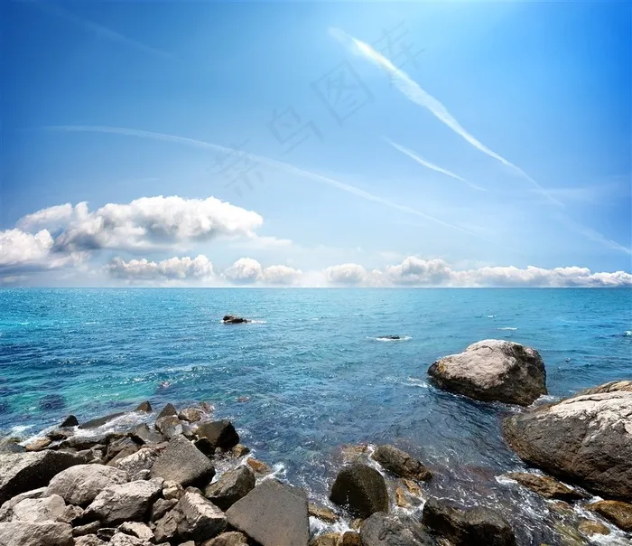 高清海边礁石风景图片