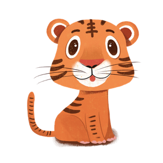 卡通小老虎PNG免抠插画素材可爱动物老虎插画贴图PNG免抠设计素材