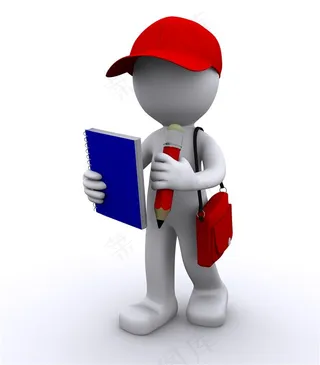 背着书包的3D立体小人