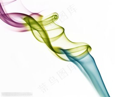 彩色烟雾-蓝、绿、紫飘带特写