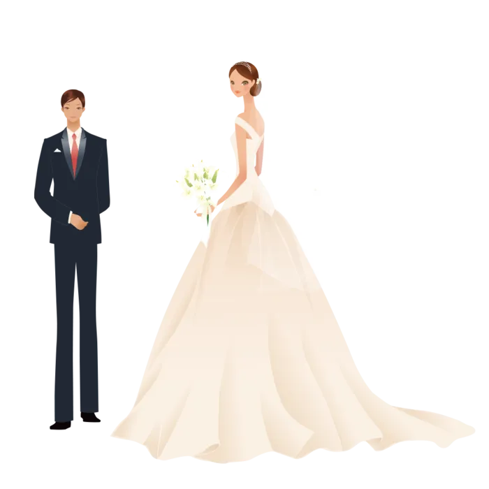婚纱卡通人物婚礼白纱结婚婚纱摄影手绘