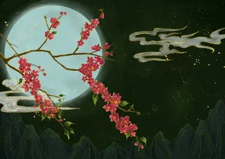 国潮鎏金复古烫金国风孔雀仙鹤装饰画素材PSD