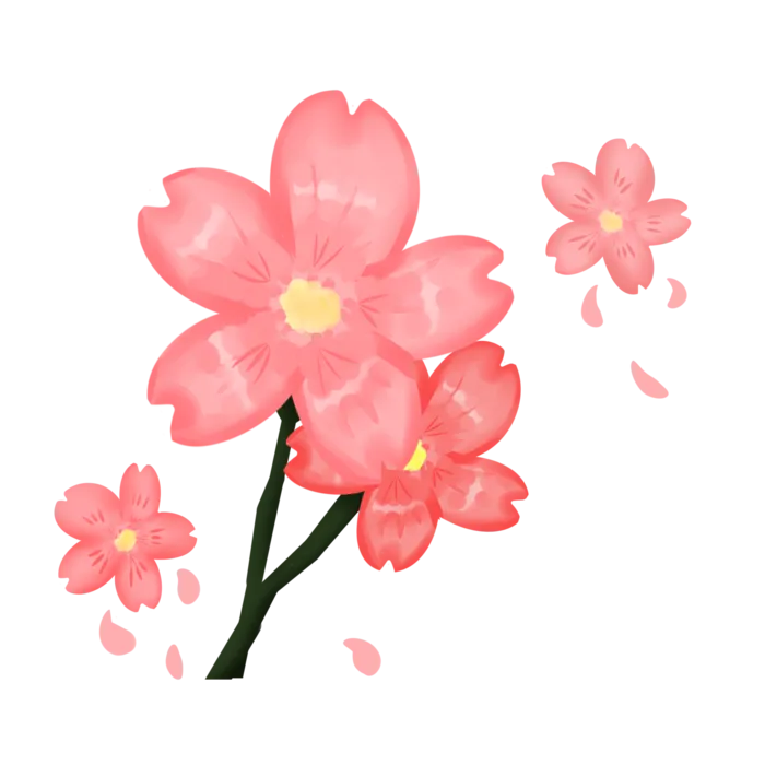 春天浪漫粉红色樱花手绘樱花梅花桃花花朵图片PNG免扣素材