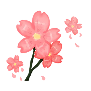 春天浪漫粉红色樱花手绘樱花梅花桃花花朵图片PNG免扣素材