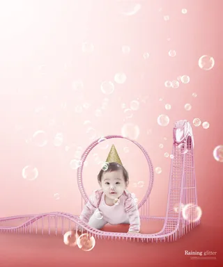 梦幻光晕水泡儿童相册摄影素材