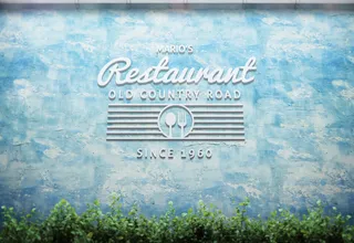 蓝色背景墙logo样机模板