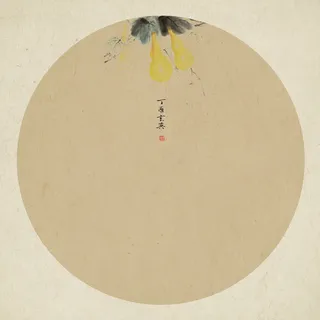 新中式复古水墨花枝圆圈背景