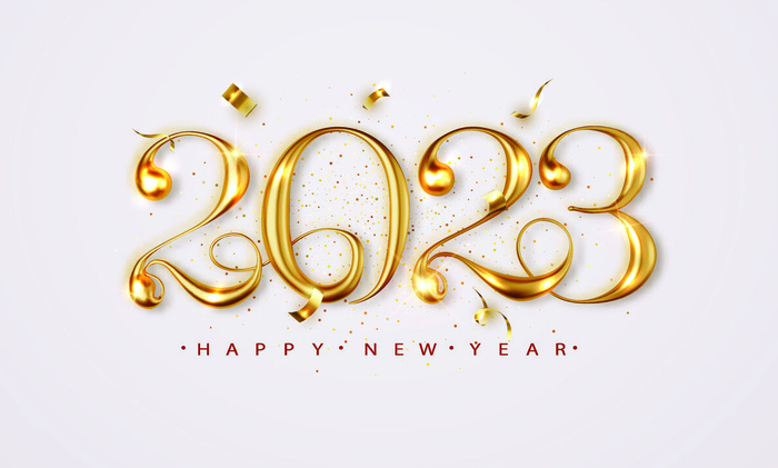 兔年2023年金色数字背景