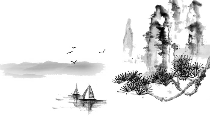 山水画素材中国风水墨画素材元素中国画