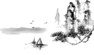 山水画素材中国风水墨画素材元素中国画