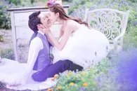幸福恋人紫色薰衣草婚纱外拍写真样片