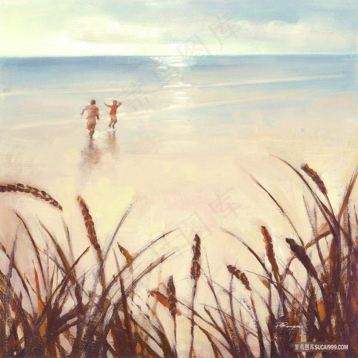 唯美海景油画装饰画