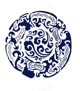 圆形中国风吉祥龙凤祥云装饰纹样
