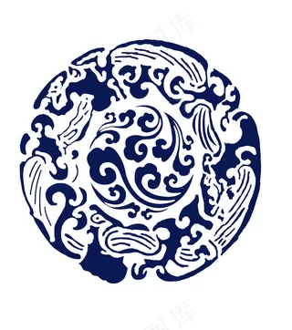 圆形中国风吉祥龙凤祥云装饰纹样