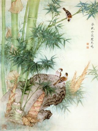 山水画竹子图片