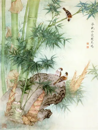 山水画竹子图片