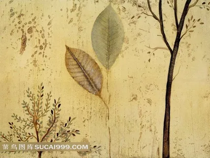 树叶树枝绘画