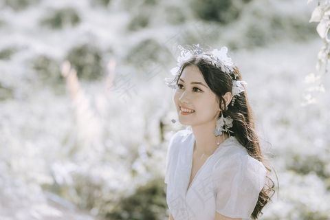 女士, 亚洲人, 模型, 白色的裙 女士, 亚洲人, 模型, 白色的裙