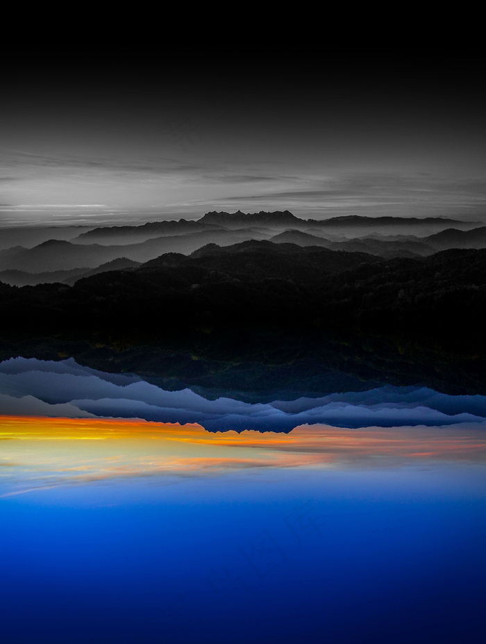 傍晚湖光山色图片