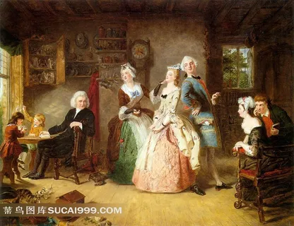 屋内的年轻人油画