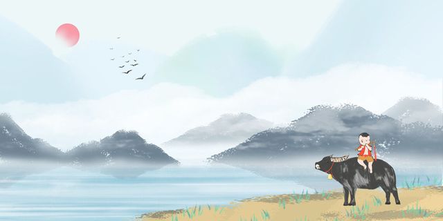 中国复古国风国潮清明节青团插画海报背景春季踏青春游psd素材图