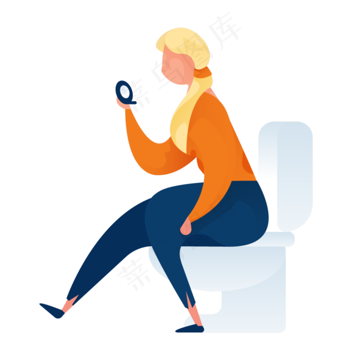 蹲马桶人物免抠图