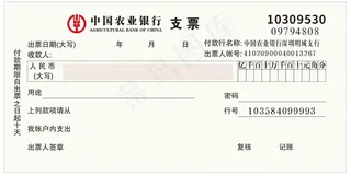 农业银行支票