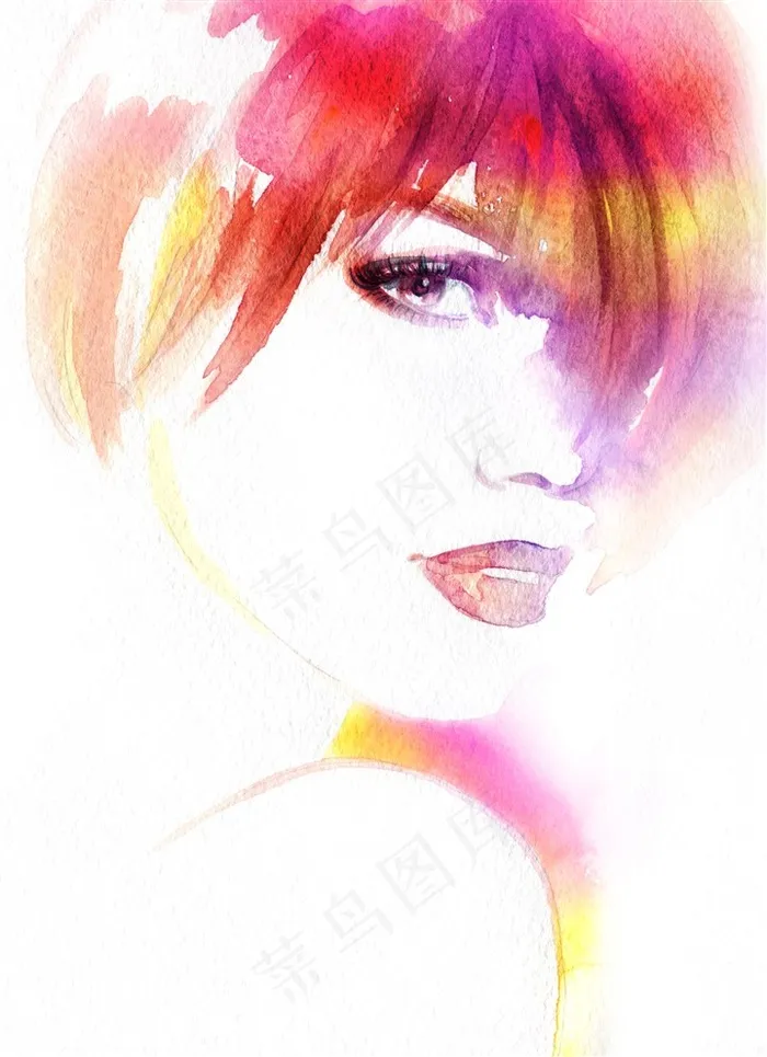漂亮的水彩美女绘画