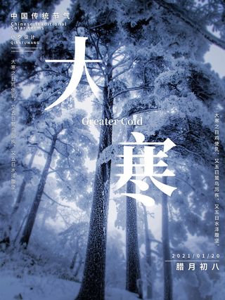 二十四24节气大寒中国传统节日冬季海报模设计素材