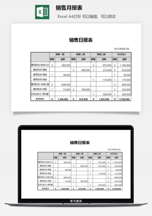 销售月报表excel模板