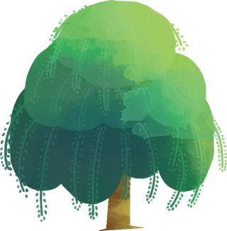 春天绿色春季水墨柳树柳条柳叶春季海报设计PNG免扣素材