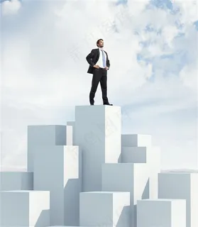 奖牌系列 - 站在高处的自信男子职场人物