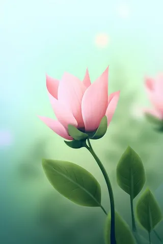 粉蓝色清爽夏日大气花朵扁平背景