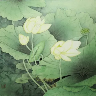 荷塘清韵工笔画