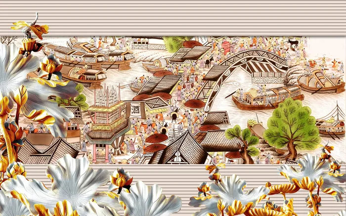 雕塑玉雕背景风景psd模版下载