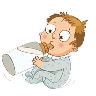 喝奶卡通简笔