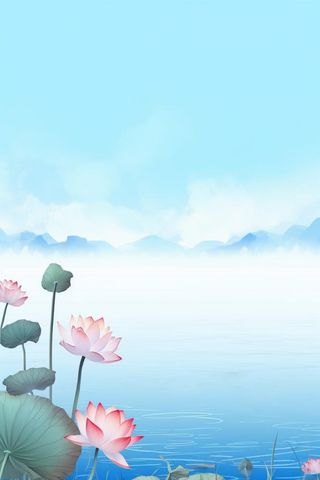 水墨大气国风荷花荷叶背景