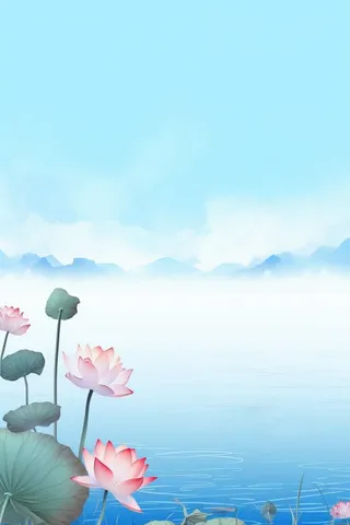 水墨大气国风荷花荷叶背景