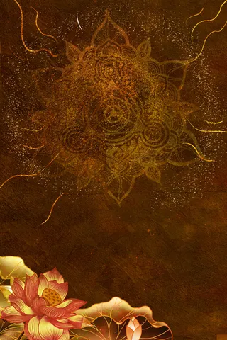 国潮中国风复古敦煌岩彩山水祥云插画烫金肌理背景PSD设计素材